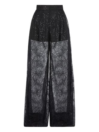Nina Ricci sequined-lace palazzo pants - Black