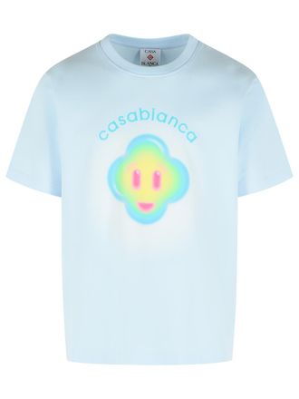 Casablanca Airbrush Smiley Hellblaues Baumwoll-T-Shirt