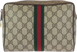 Gucci Pre-owned GG Supreme Canvas Clutch Bag - Heren - Vintage Tassen - Bruin - ONE Size - Vintage