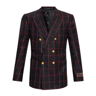 Gucci Plaid Double Breasted Wool Jacket for Men in Multicolor