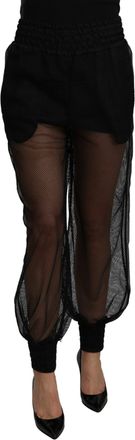 Dolce & Gabbana Black See Through Jogger Polyester Womens Pants