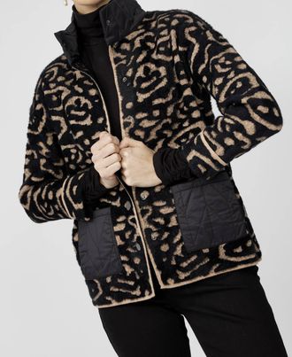 Frank Lyman Design Animal Print Sweater In Black/beige