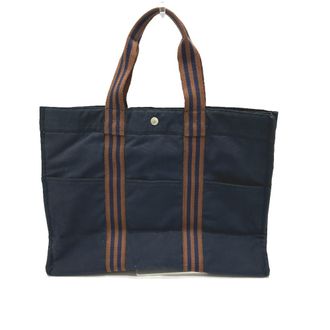 Herm&egrave;s Fourre Tout Navy Canvas Handbag Tote Bag (Pre-Owned)