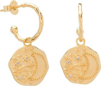 Murkani Night Sky Pendant Hoop Earrings in Yellow Gold at Nordstrom
