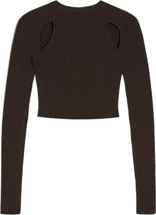 Max Mara Chique Topwear Blend Viscose Polyester - Dames - Ronde hals truien - Bruin - M - Polyester - Truien & Vesten