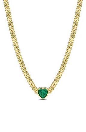 Delmar Heart-Cut Cubic Zirconia Necklace in Green at Nordstrom Rack