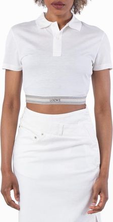 Loewe Womens Cropped Logo Jacquard Polo Shirt, Size Small