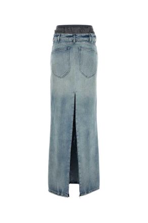 Maison Margiela Womens Denim Skirt Lightblue Exterior: Cotton Gonne