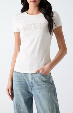 Guess Logo Jersey Tee in White at Nordstrom, Size X-Small