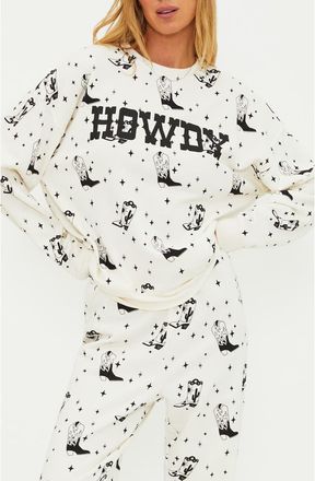 Beach Riot Devyn Western Boots Oversized Graphic Sweatshirt in Howdy Boots at Nordstrom, Size X-Large