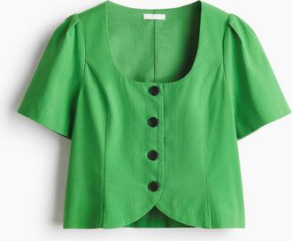 H&M Bluse mit U-Ausschnitt - Gr&uuml;n