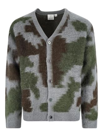 Gramicci camouflage-pattern V-neck cardigan - men - Fabric - M - Grey