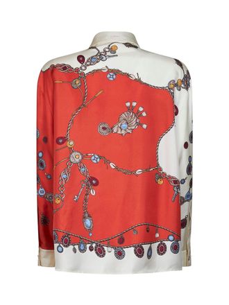 Versace Womens Shirt - Printed Silk Twill, Orange Multicolour