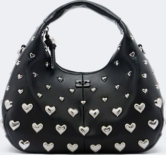 Ganni Mini studded top-handle bag