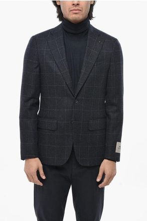 Corneliani CC COLLECTION Check Virgin Wool And Cashmere 2-ButtonsBlazer size 48