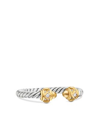 David Yurman 18kt yellow gold and sterling silver Renaissance diamond ring (2.3mm) - women - Diamond/14kt Yellow Gold/Sterling Silver - 6.5
