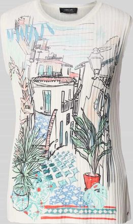 Marc Cain Tanktop mit geripptem Rundhalsausschnitt in Offwhite, Größe 36