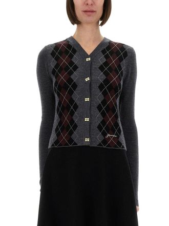 Ganni Jacquard Wool Cardigan