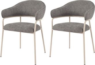 Mobili Rebecca Mobili Rebecca - Sillas Rebecca Mobili Cadetia 82,5x57x56,5 Tela De Poli&eacute;ster Acero Gris Blanco Moderno Conjunto 2 Pi