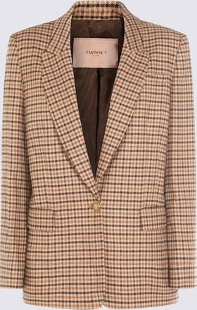 Twin-Set Jackets Small Check Cammello/Nero