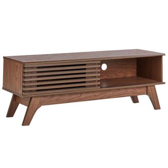 Beliani Beliani - Mueble De Tv Aparador Con Estante Almacenaje Frente Deslizante Moderno Madera Oscura Toledo