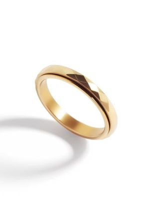 Mint & Lily Dainty Hammered Band Spinning Fidget Ring in Gold-Tone at Nordstrom, Size 11