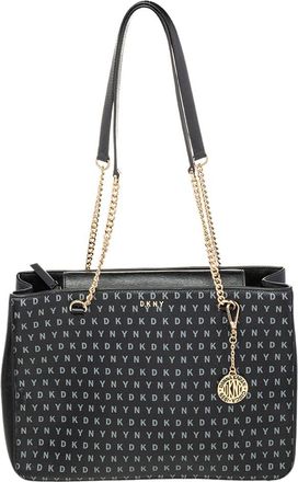 DKNY Dkny Black Signature Leather Chain Tote
