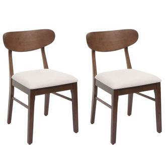 Hhg [nunca Usado] Juego De 2 Sillas De Comedor Hhg-698, Silla De Cocina Silla, Tela/textil Madera Maciza, Estructura Oscura, Crema