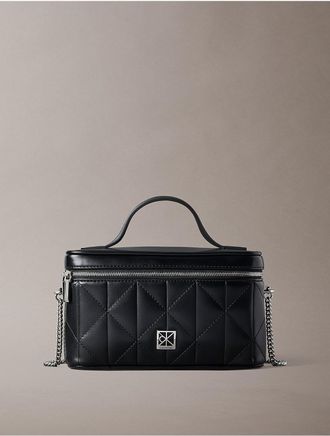 Calvin Klein Womens Quilted Beauty Case - Black