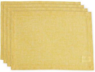 Solino Home Linen Placemats Set of 4, 14 x 19 Inch for Dining Table, Holiday and Everyday Table Decor - Athena in Chambray Lemon Yellow at Nordstrom