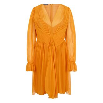 Alberta Ferretti Alberta Ferretti, Short Dresses, female, Orange, Size: 2XS V-neck Short Dress