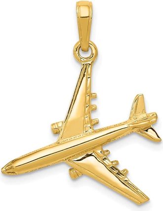 Diamond2Deal 10k Yellow Gold 3-D Jet Pendant
