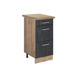 Vicco Mueble Bajo De Cocina R-line, Hormig&oacute;n Negro, 40 Cm Et Roble