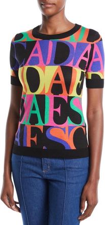 Escada Authentic Logo Crewneck Short-Sleeve Top In Multicolor