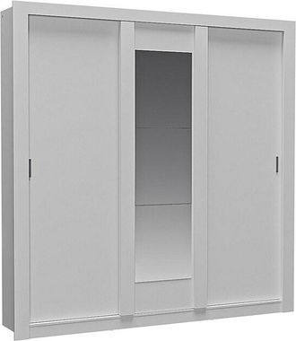 Vente-Unique Armario con espejo ROXANE - 3 puertas correderas - Ancho 220 cm - Blanco