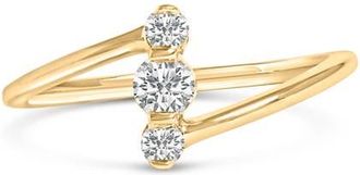 House of Brilliance 10K Gold 1/4 Cttw Lab Grown Diamond Vertical Three Stone Ring in Yellow at Nordstrom, Size 7.5