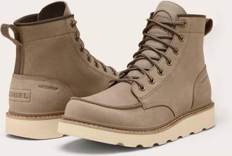 Sorel Mens Slabtown 62 Moc Waterproof Boot In Khaki Ii, Bleached Ceramic
