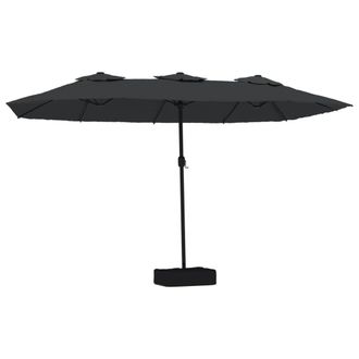 vidaXL Sombrilla Doble De Jard&iacute;n Con Luces Led Negro 449x265 Cm Vidaxl