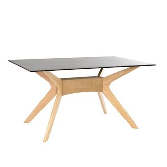 Koketto Home Mesa 160 tapa de porcelanico gris y patas roble
