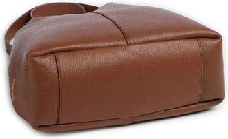 Coccinelle Womens Hobo Bag Cognac Grained Leather - Handbags