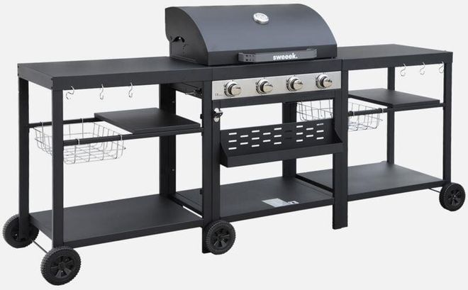 Barbecue A Gas 5 Fuochi Festa 5 - 12,9 KW, Bruciatore Laterale, Griglie In Acciaio, Piastra In Ghisa - Foto 6