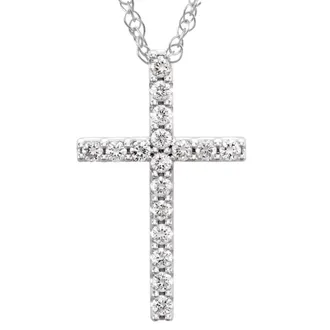 Pompeii3 1/3 Ct Diamond Cross Pendant Necklace 18 10k White Gold 21mm Tall