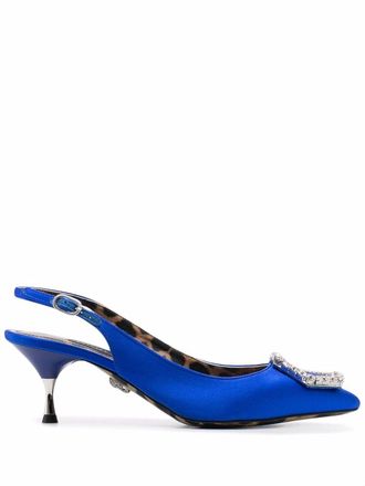 Philipp Plein Crystal Hexagon leather pumps - Blue
