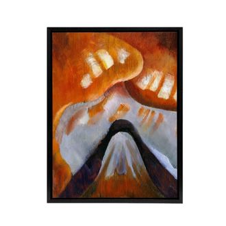 Artery8 Mountain & Sky Abstract Landscape Dove Black Framed Canvas Wall Art | Size: W24 x H32