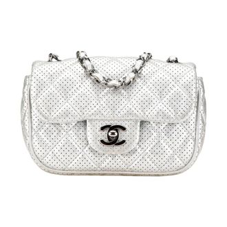 Chanel Pre-owned Quilted Leather Crossbody - Dames - Vintage Mini Tas - Grijs - ONE Size - Leer - Vintage