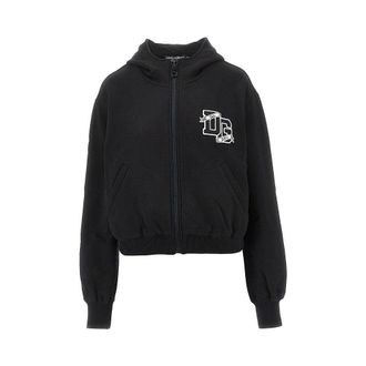 Dolce & Gabbana Full-zip hoodie with logo patch Woman 38