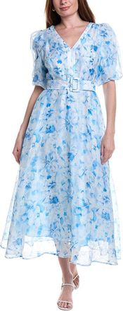 Hale Bob Mercy Silk & Linen-Blend Midi Dress