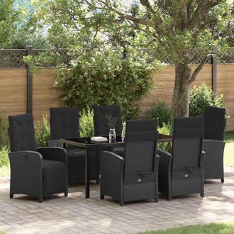 vidaXL Conjunto De Comedor De Jard&iacute;n 7 Pcs Negro Rat&aacute;n Sint&eacute;tico Vidaxl