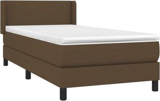 vidaXL Cama Box Spring Con Colch&oacute;n Tela Marr&oacute;n Oscuro 90x200 Cm Vidaxl