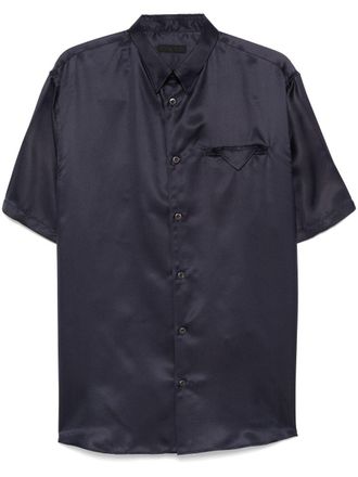 プラダ Prada Viscose and Silk Shirt Prada Viscose And Silk Shirt In Blue | ModeSens